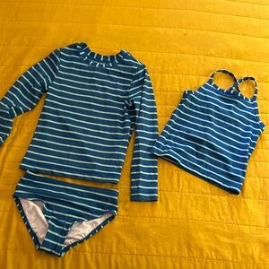 Hanna Andersson tankini plus rash guard, 3 pieces